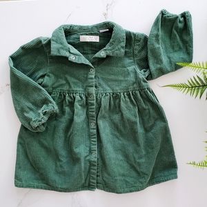 2/3T Zara corduroy 100% cotton green dress